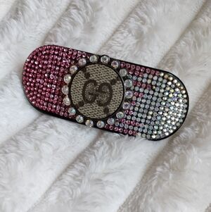 Rhinestone Hair Clip With Upcycled Gucci Accent
